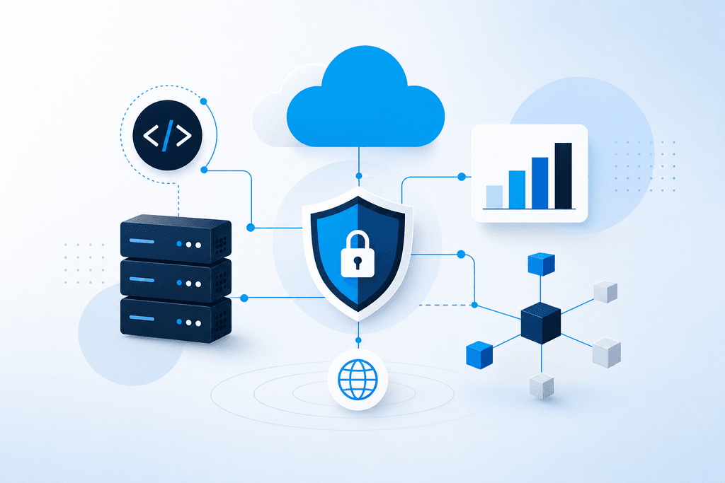 Illustration of managed IT, cloud, security and data services
